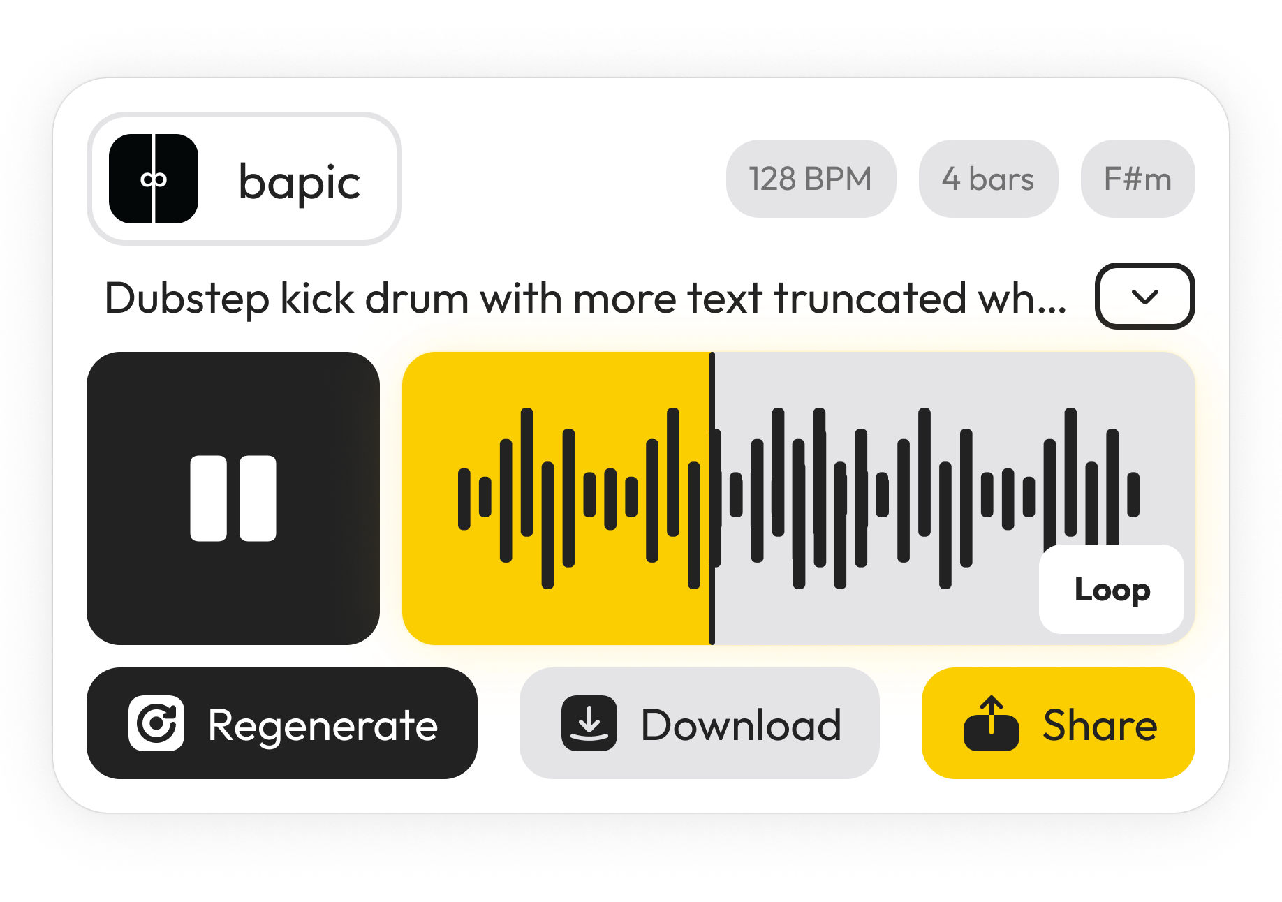 hihat.ai SampleCard component showing custom waveform and audio player.